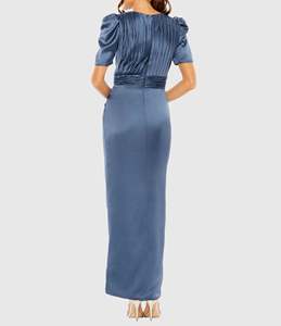 Mily Bridal ML235 Satén Sirena Fruncido Dubai Vestido <span class=keywords><strong>de</strong></span> <span class=keywords><strong>fiesta</strong></span> Corte alto Puff Manga Corpiño Vestido <span class=keywords><strong>de</strong></span> noche drapeado - Product Image 2