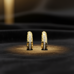 Orecchini a Cerchio Iguoou in Oro Massiccio 18K con Diamanti, Taglio Brillante Rotondo, Colore G, Gioielli di Lusso per Uso Quotidiano - Product Image 2