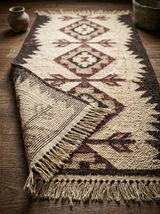 Handmade Wool Jute <b>Runner</b> <b>Rug</b> Geometric Southwestern Boho Farmhouse Carpet for Hallway Entryway Living Room Bedroom Home Decor - Product Image 2