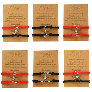 Novel Set gelang pasangan <span class=keywords><strong>Magnet</strong></span> terhubung sentuh, perhiasan gelang pasangan hati hitam dan merah untuk pasangan - Product Image 4