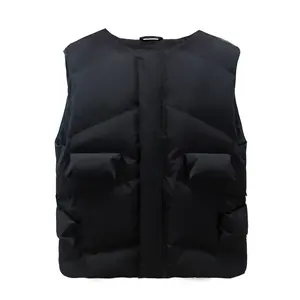 2023 Fabrikant Custom Lichtgewicht Vrouwen Puffer Vest Eenvoudige Mode Warm 90 Witte Eendendendons Gewatteerde Zakken Cover Vest Voor Dames