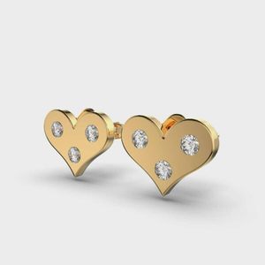 Petits clous d'oreilles en forme de cœur pour enfants | Boucles d'oreilles en moissanite pour femmes | Boucles d'oreilles minimalistes facettées plaquées or en cuivre pour femmes, 0,01-0,07 mm - Product Image 6