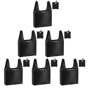 Custom Logo Black Foldable Nylon With Outer Pocket Lightweight Grocery Storage <b>Bag</b> <b>Bags</b> for Daily Shopping - Product Image 1