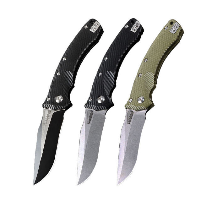 Outdoor G10 Handle Folding Knife D2 Steel Tanto Blade Camping Survival EDC Tactical Pocket Knife