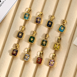 Colgante de Acero Inoxidable 316L con Baño de Oro de 14k/18k, No se Deslustra, con Dijes de Zirconia de Piedra de Nacimiento para Fabricación de Joyas, Collares y Pulseras - Product Image 2