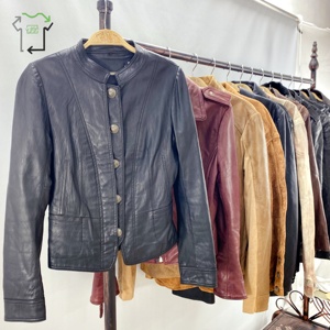 YiJiaYi veste en cuir d'occasion manteau en cuir pour hommes américain rétro <span class=keywords><strong>Vintage</strong></span> haute qualité fermeture éclair vêtements d'occasion en balles - Product Image 4