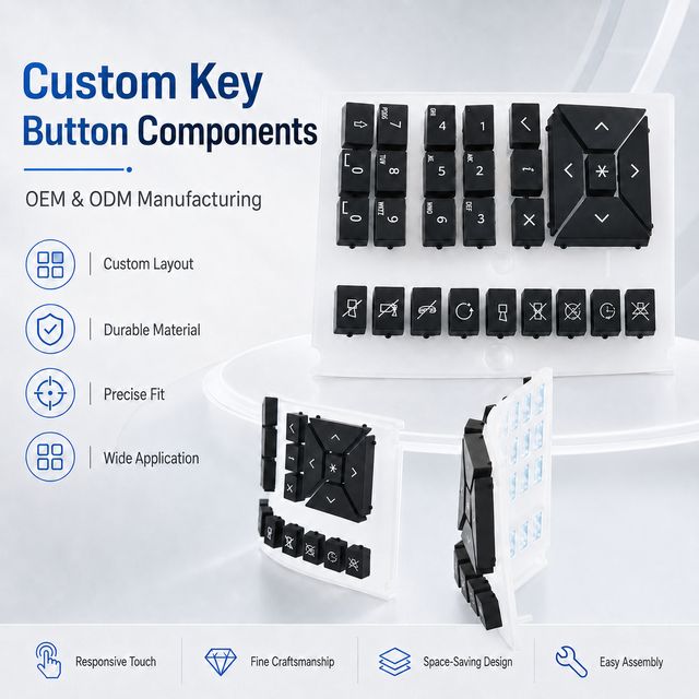OEM ODM Custom Silicone Key Button Components for Electronic Control Panel Rubber Buttons and Switch Assembly