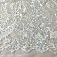 120 pouces blanc Vintage brodé dentelle Table couverture Sequin Table superposition nappe pour la fête de mariage