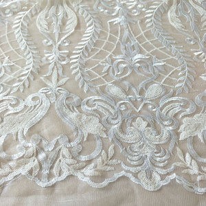 120 pollici bianco ricamato Vintage <span class=keywords><strong>pizzo</strong></span> copertura della tavola paillettes tavolo sovrapposizione <span class=keywords><strong>tovaglia</strong></span> per la festa di nozze - Product Image 2