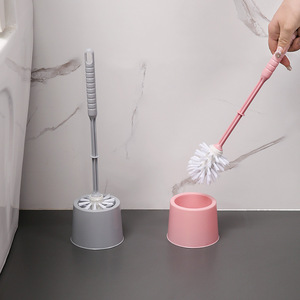 Toilet Cleaning <b>Brush</b> With Base <b>Round</b> Durable Plastic Nylon Soft Bristles Nordic Pink Green Gray Easy To Clean - Product Image 3