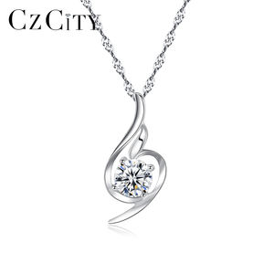 CZCITY 925 joyería de plata esterlina claro CZ piedra grande lujo personalizado colgante collar para mujer <span class=keywords><strong>2026</strong></span> - Product Image 1
