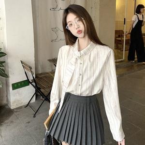 Camisa Francesa con Cuello Tie Dye para Mujer, Manga Larga, Rayas, Botones, Corte Holgado, Diseño 3D para Uso Diario - Product Image 2