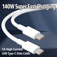 Kabel USB C ke USB C Terjalin 7A Kabel Pengisian Daya Arus Tinggi untuk Laptop, Tablet, dan Perangkat Transfer Data