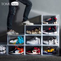 Boîte à chaussures pliable personnalisée en gros, boîte de rangement en plastique transparente pour chaussures