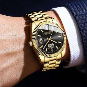 Montre pour homme BINBOND B7012 7012, mode décontractée, bracelet en acier inoxydable, date, étanche, aiguilles lumineuses, montre à quartz pour homme - Product Image 3