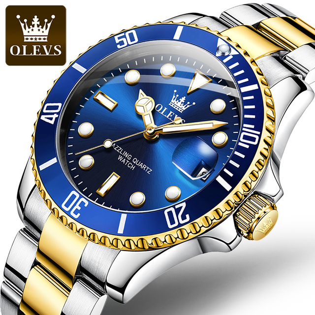 OLEVS 5885 Men Watches Luxury Calendar Stainless Steel Waterproof Date Week Sport Wrist Watches Luminous Smart Quartz Watch