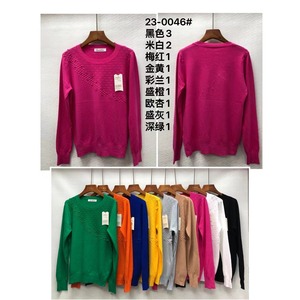 คอลเลกชันเสื้อถักสเวตเตอร์ของผู้หญิงหลากสีโลโก้ด้านหน้าสำหรับฤดูใบไม้ร่วงฤดูหนาว - Product Image 1