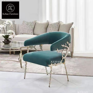 Chaises de salle à manger de style <span class=keywords><strong>scandinave</strong></span>, designers célèbres, chaises de salle à manger en velours <span class=keywords><strong>bleu</strong></span> avec accoudoirs - Product Image 1