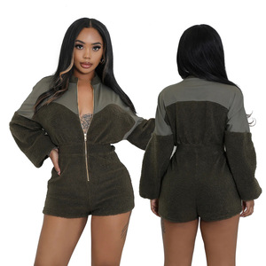 Combinaison courte en <span class=keywords><strong>polaire</strong></span> pour <span class=keywords><strong>femme</strong></span>, manches longues, haute qualité, épaisse, vente en gros - Product Image 3