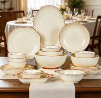 Services de vaisselle en porcelaine de luxe, assiettes en céramique élégantes, vaisselle pour mariage, restaurant, usage domestique