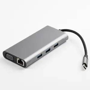 4K HDMI VGA Gigabit Ethernet כוח משלוח סוג C USB3.0 תצוגה משולשת 10 in1 USB-C עגינה תחנת USB C רכזת