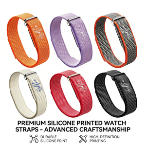 Bracelet de montre en nylon tressé avec motif d'horloge imprimé en silicone personnalisé, bracelet en tissu léger tissé pour Google Fitbit Air - Product Image 1