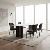 Ensemble table et chaises de salle à manger modernes en marbre et acier au carbone pour petits espaces - Prêt pour la maison et le bureau