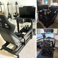de conducción de coche con soporte de monitor único, kit de simulación de carreras de extrusión de aluminio negro, 4080