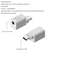 Convertisseur de prise casque USB C, type C vers 3,5 mm, amplificateur DAC 32 bits/384 kHz, adaptateur audio haute résolution, puce de décodage numérique pour téléphone portable