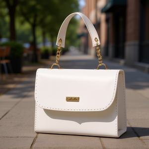 Bolso de Hombro Fadila Blanco para Mujer, PU, Cadena Geométrica, Correa Única, Cierre de Cremallera Impermeable, Elegante, para Uso Diario - Product Image 2