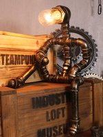 Lampe de table LED AC de style rétro moderne créative, tuyau d'eau, robot punk, fer industriel, décoration de bar à café, idée cadeau