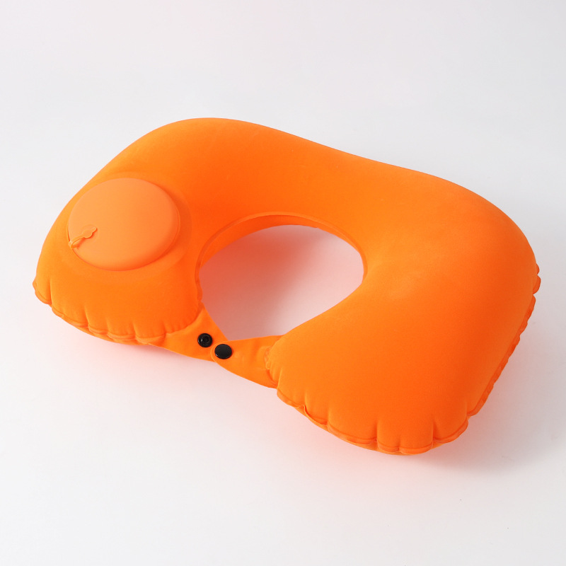 Orange flocking inflatable u-shaped pillow - single pack