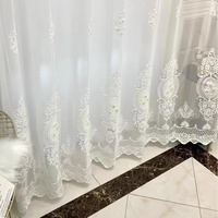 Voilages Prêts à Poser en Gros, Dentelle Rose et Perles, Style Romantique Français, en Polyester pour Chambre, Salon, Balcon