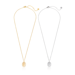 Collana con Ciondolo a Forma di Lettera E con Diamante 10x15Cm Stile Collare in Acciaio Oro Argento - Product Image 2