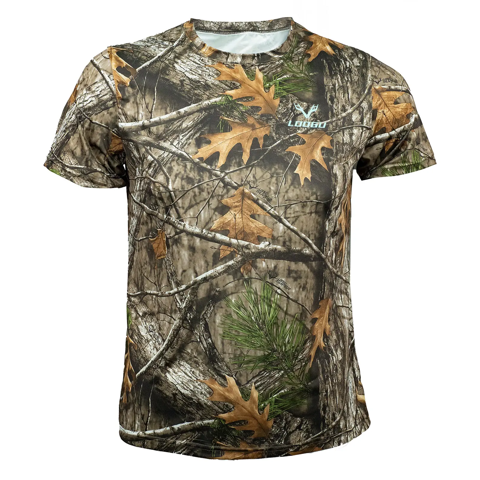 Camisa de verão de secagem rápida para caça e pesca, camisa camuflada de lã de veado marinho, camiseta ideal para upland