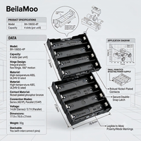 Beilamoo BH-18650-4P 4 Sel 18650 Tempat Baterai Lithium-ion 3.7V dengan Penyangga Plastik ABS+PC dan Pin PC