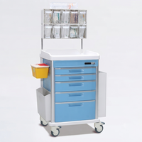 Chariot médical multifonctionnel pour clinique vétérinaire, chariot d'urgence avec tiroirs, bacs de rangement et bac à déchets