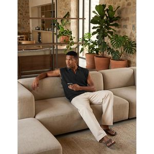 Camiseta sin Mangas de Lana Tejida para Hombre FOXA, Cuello Johnny, Camiseta de Playa de Verano, Transpirable, Ropa Casual para Hombre - Product Image 5