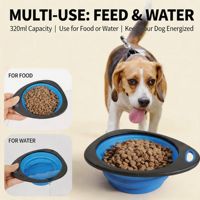 Bol pliable en silicone anti-déversement pour animaux de compagnie, plat portable pour l'eau et la nourriture pour chien et chat en extérieur