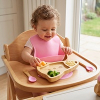Assiette et bol à ventouse en bambou souple sans BPA pour nouveau-nés, essentiels de la vaisselle pour enfants, vente en gros, logo personnalisé