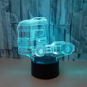 3D лампа, головка грузовика, 7 меняющихся цветов, лучшее украшение для комнаты, отличный подарок, светодиодный ночник, лампа