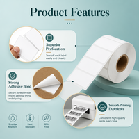 Etiqueta Adhesiva de Papel Rectangular para Embalaje, 50*30mm, Impermeable, con Código de Barras, Térmica Directa, Venta al Por Mayor de Fábrica