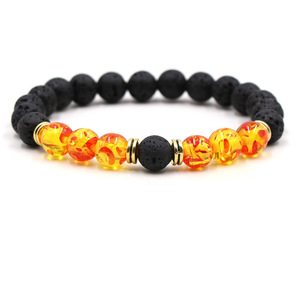 Braccialetti con occhi <span class=keywords><strong>di</strong></span> <span class=keywords><strong>tigre</strong></span> in ematite ambrata Howlite dorata 8 MM braccialetti con diffusore <span class=keywords><strong>di</strong></span> olio essenziale profumato in <span class=keywords><strong>pietra</strong></span> vulcanica lavica nera - Product Image 4
