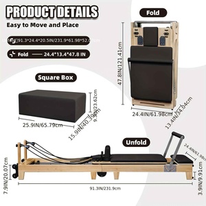 Equipo de Pilates Reformer Plegable Portátil para Uso Doméstico y Comercial, Cama de Madera de Roble y Arce, Máquina Plegable para Pilates - Product Image 3