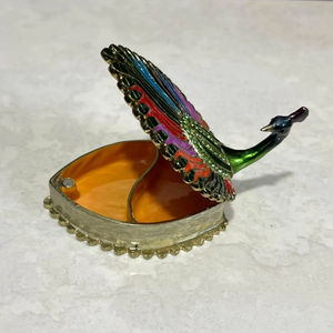 Caja Decorativa Vintage de Latón con Diseño de Pavo Real Arcoíris para Decoración del Hogar, Adornos para el Hogar, Decoración Artística para Sala de Estar - Product Image 1
