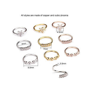 Arracada de Moda con Flor de Circonita Cúbica para Cartílago Hélix <span class=keywords><strong>Tragus</strong></span> Anillo para Nariz Joyería para Piercing de <span class=keywords><strong>Oreja</strong></span> y Nariz - Product Image 2
