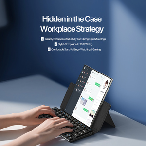 New Mini Bàn Phím Với Da Đứng Touchpad <span class=keywords><strong>USB</strong></span>-C Không Dây Có Thể Gập Lại Xách Tay Mỏng Cho Máy Tính Xách Tay Điện Thoại Máy Tính Bảng - Product Image 3