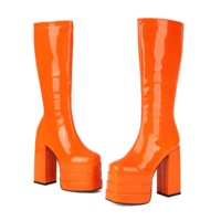 WETKISS Grande taille 46 talon épais violet bottes extensibles trois couches plate-forme bottes Sexy dame genou bottes hautes femmes chaussures Vente en gros