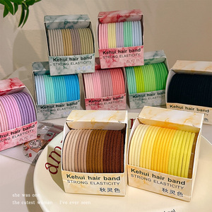 Élastique à cheveux en tissu haute élasticité couleur bonbon, durable, pour chignon ou queue de cheval, idéal pour l'été des filles - Product Image 3