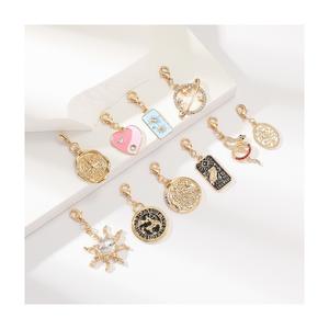 Nuevo Vintage Love Sun colgante joyería aleación 18K chapado en oro Rectangular esmalte Zirconia <span class=keywords><strong>Tarot</strong></span> collar desmontable - Product Image 1